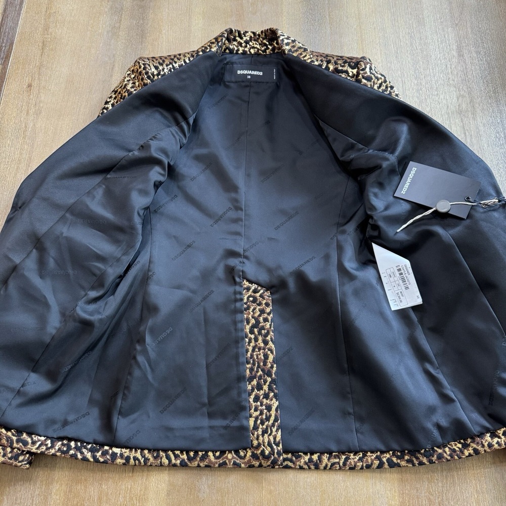 Dsquared2 Runway Tuxedo Blazer Leopard Brocade Metallic US 2, XS - Picture 13 of 16